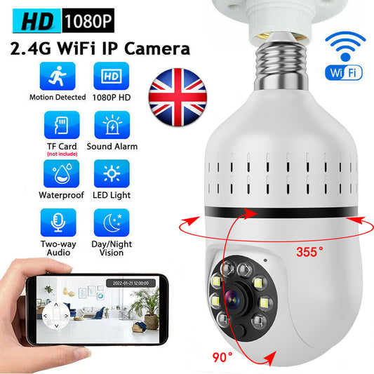 1080P E27 Light Bulb Security Camera Wi-Fi IR Night Smart Home Wireless Security